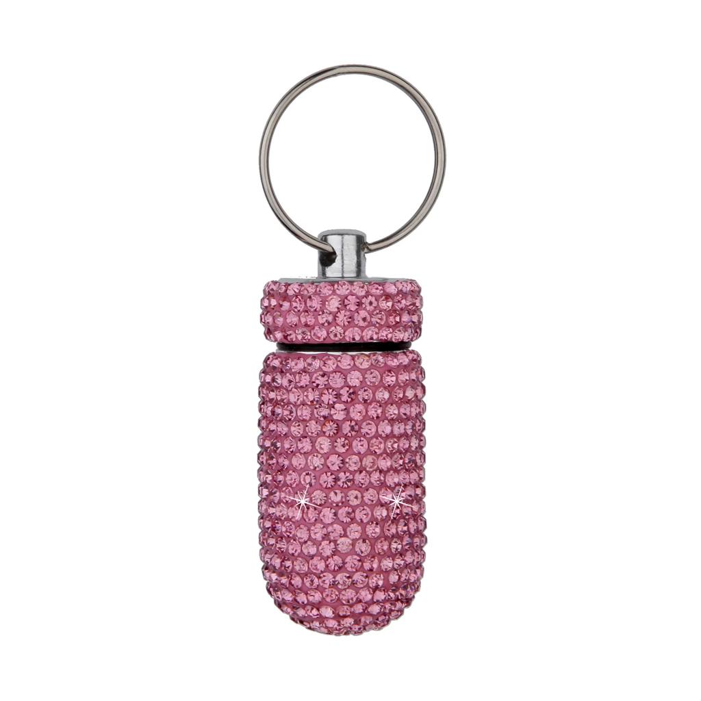 Bling Pill Container Portable Pill Bottle Case Waterproof Travel Medicine Box Crystal Mini Pill Holder Storage With Keychain
