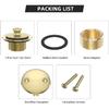 Brushed Gold Bathtub Drain Bath Tub Trim Set Conversion Kit Assembly, All Brass Lift and Turn Twist Tub Drains Replacement Trim Kit with Two-Hole
