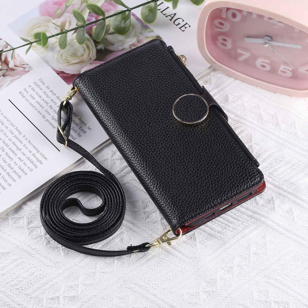 Crossbody Phone Case with Leather Wrist Strap for IPhone Air 17 16 15 14 13 12 11 Pro Max 7 8 Plus Wallet Cover with Card Slots