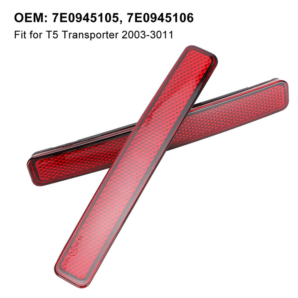 Pair of Rear Bumper Reflector Assembly Light Fit for T5 Transporter 20033011 7E0945105Red