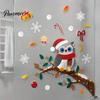 Winter Snowflakes Candy Decor Cute Christmas Owl Window Sticker, Snowy Branch Glass Decal, Waterproof Self Adhesive Seasonal Wall Art Xmas for Holiday