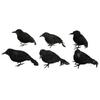 6pcs Halloween Realistic Black Feather Crows Model Outdoor Indoor Decorations Simulation Birds Prop