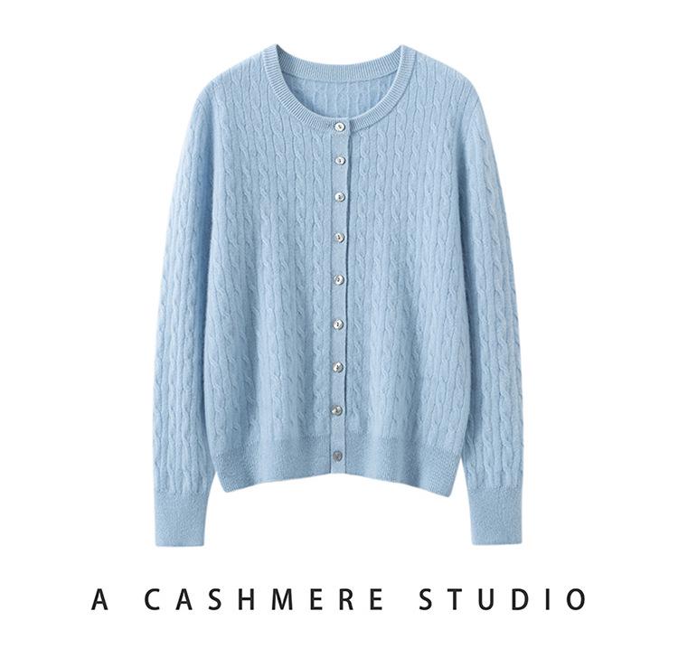 100% Pure Cashmere Women's Long Sleeve Loose Cardigan - Comfortable, Versatile, and Skin-friendly Knitwear