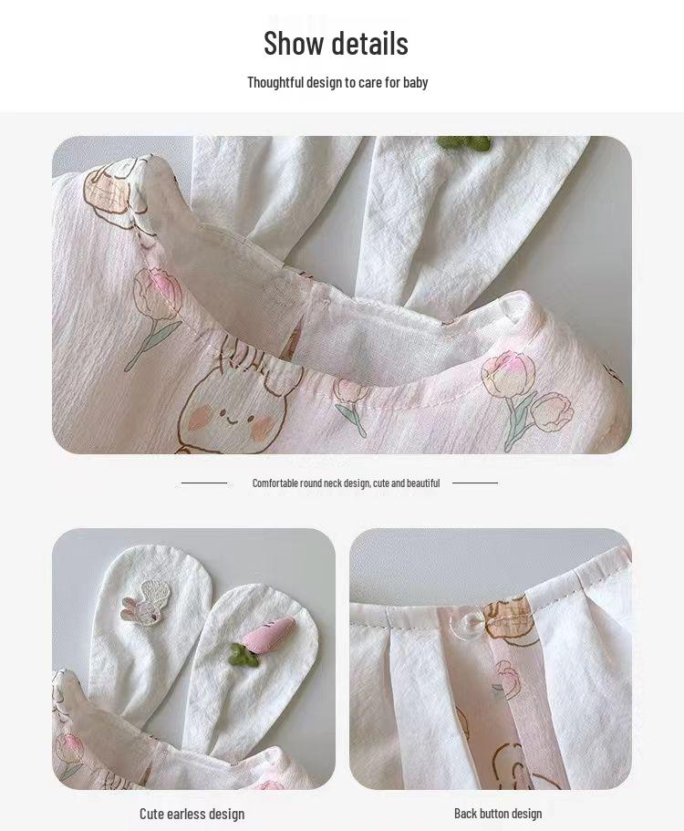 Baby Girl Summer Sleeveless Romper - Cute Rabbit Design
