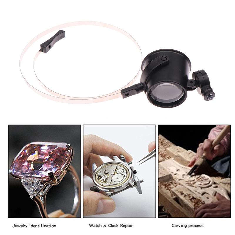 Head Mounted 15X Repair Magnifier With Led Lamp Adjustable Repair Watch Jewelry Tool Magnifier Watchmaker Tools Accessories