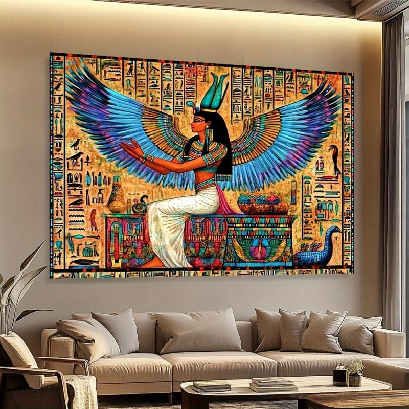 Ancient Egyptian Isis Goddess Tapestry Wings Mural Background Cloth Living Room Background Wall Room Decoration 100X70CM