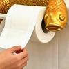 Golden Carp Toilet Paper Holder Wall-Mounted Toilet Roll Holder Decorative Fish Design Paper Towel Dispenser for Bathroom Kitchen Decor