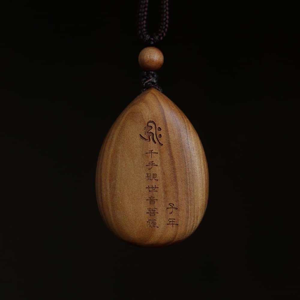Buddhist statue [Thousand-Armed Kannon Bodhisattva] Pendant Necklace, Wood Carving, Australian Sandalwood, Double-Sided Carving, Wooden Sculpture, Zod