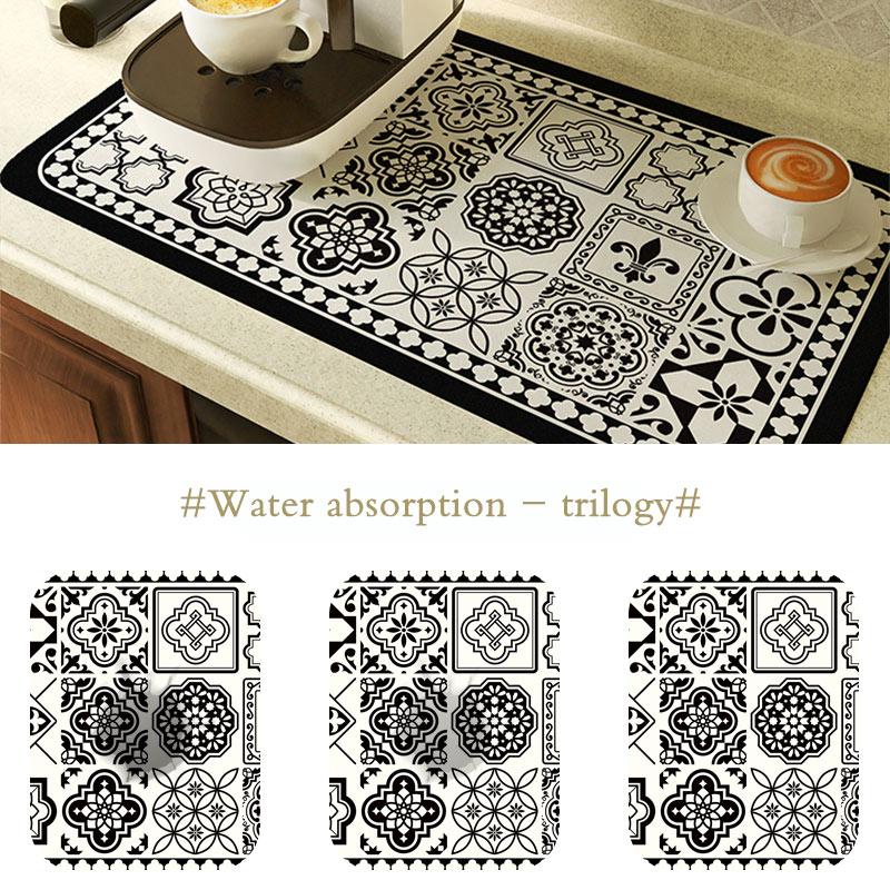 Superabsorberende servise Oppvask Tørkematte Dreneringsputer Bord Dekkematte Kaffeavløp Teppe Tekopp Drikkeholder Kjøkkendekorasjon