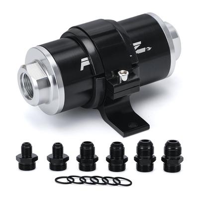 58mm 50 Micron Inline Fuel Filter W/ 6AN 8AN 10AN Adapter Fittings & Fuel Filter Mounting Bracket Universal For Gasoline, E85 Ethanol Fuel and Diesel