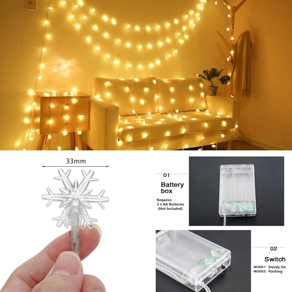 20ft 4040 LED lights,Indoor LED Star Snowflake Christmas Lights Fairy String EID Decorations for Home Holiday Lighting Ornaments