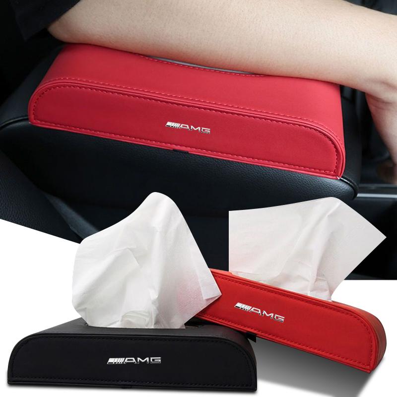 1pcs Car Tissue Box Holder Armrest Box Storage Case Car Stickers For Mercedes Benz GLA CLA GLK GLE CLS ML GL A B C E Class W211 PE3