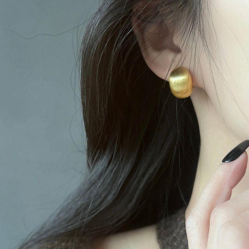925 Silver Pin Earrings Gold Brushed Pea Accessible Luxury Classy Easiest for Match Earrings Frosted Metal Ball Earrings
