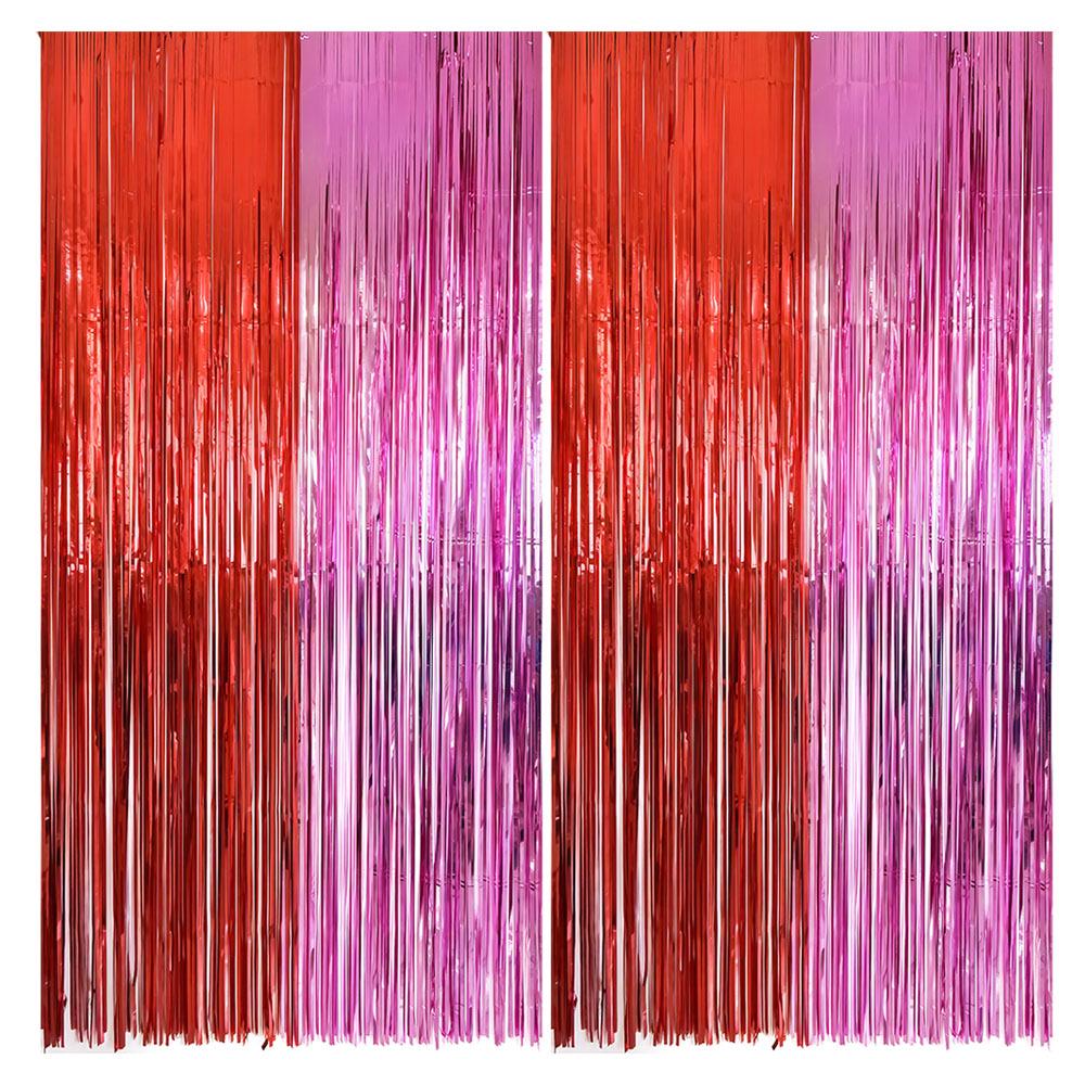 Color-Block Tinsel Curtain 1x2m - Festive Background for Christmas, Halloween, and Birthdays