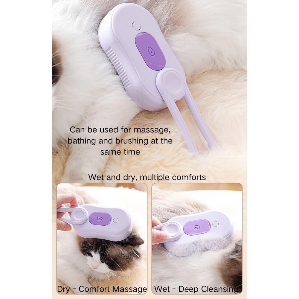 Cat Steam Spray Brush, Pet Massage Shedding Brush, Rechargeable Silicone Steam Hair Brush, Multi-functional Cat & Dog Hair Brush,Cat Hair Steam Brush