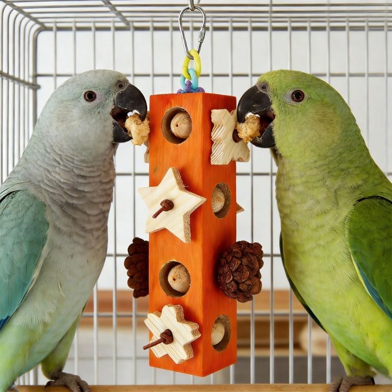2PCS Wood Bird Chew Wooden Block Stick Toy For Pet Parrots Teeth Grinding And Stress Reduce Cage Entertainment Toy