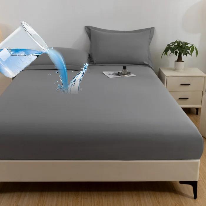 1PC Waterproof Fitted Sheet Soft Comfortable Breathable Bedding 360 Degree Full Surround Mattress Cover for Single Double Bed