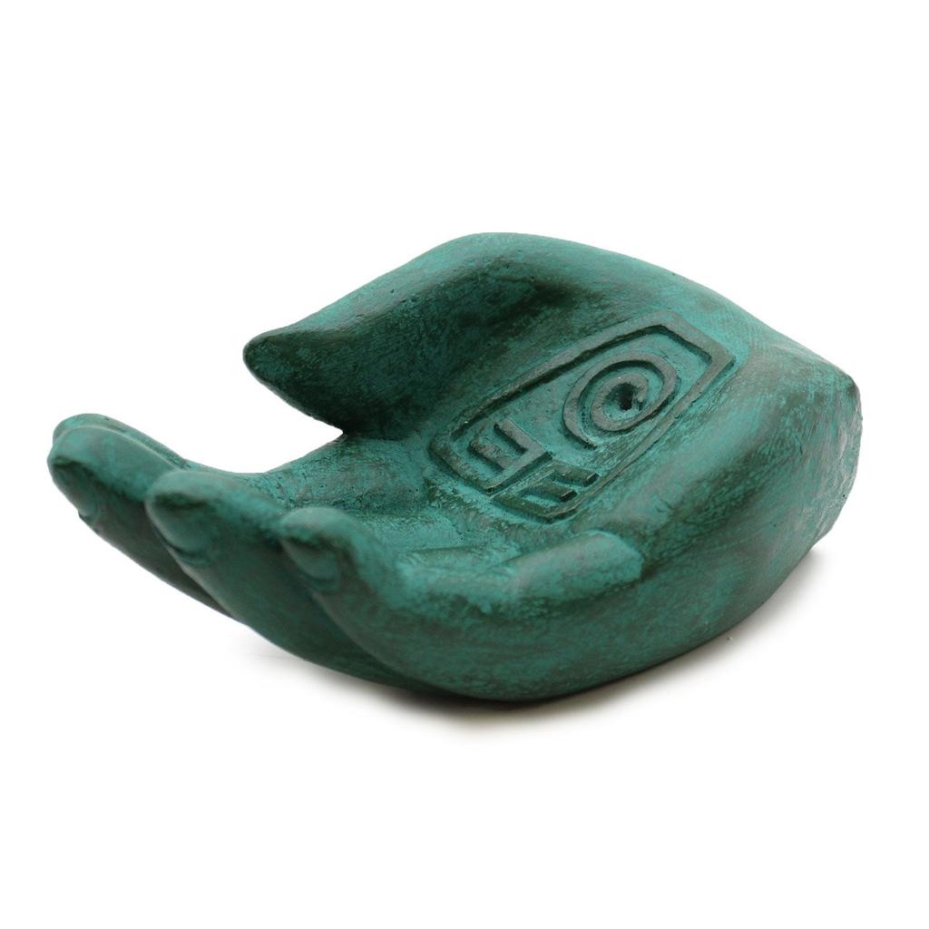Incense Burner Stone Hand Earth Protect Green