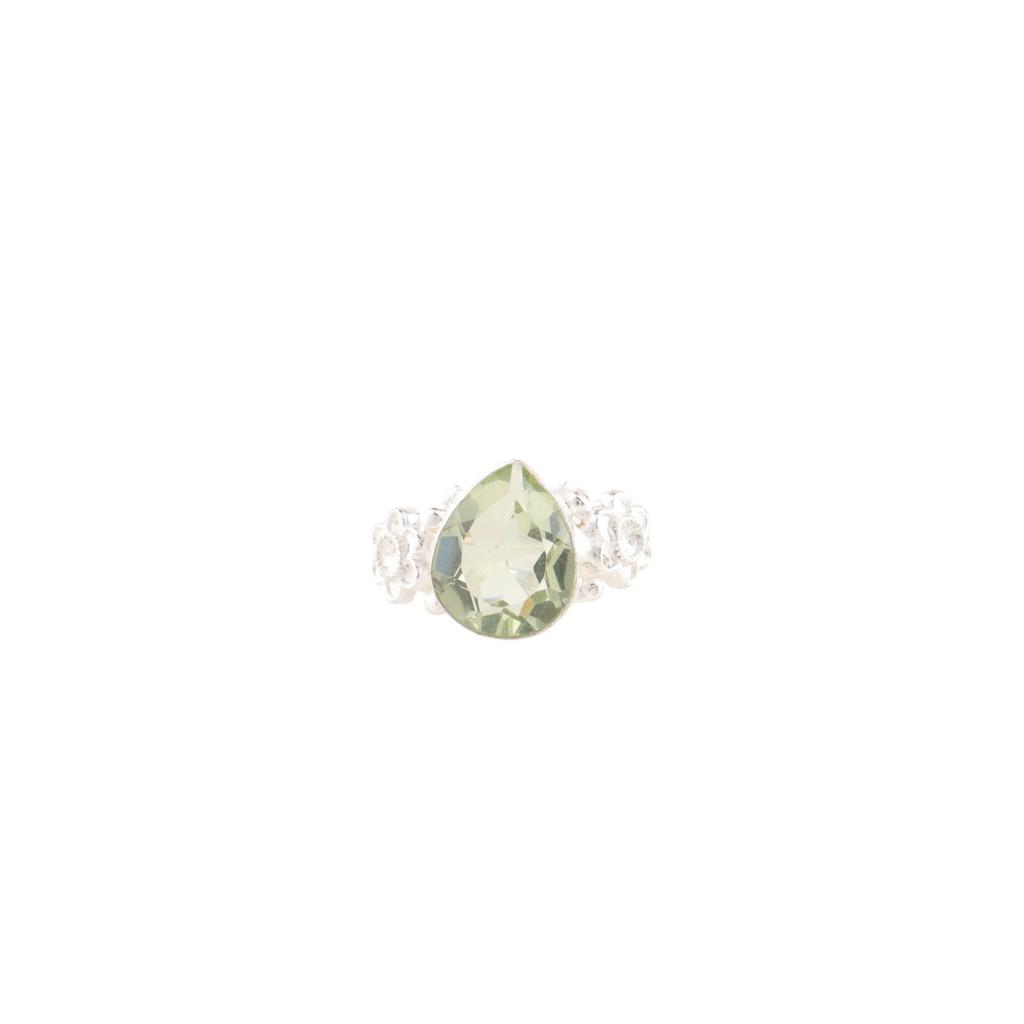 Green Amethyst Gemstone Ring 925 Sterling Silver Handmade Jewelry Bezel Set Ring RR-59-12