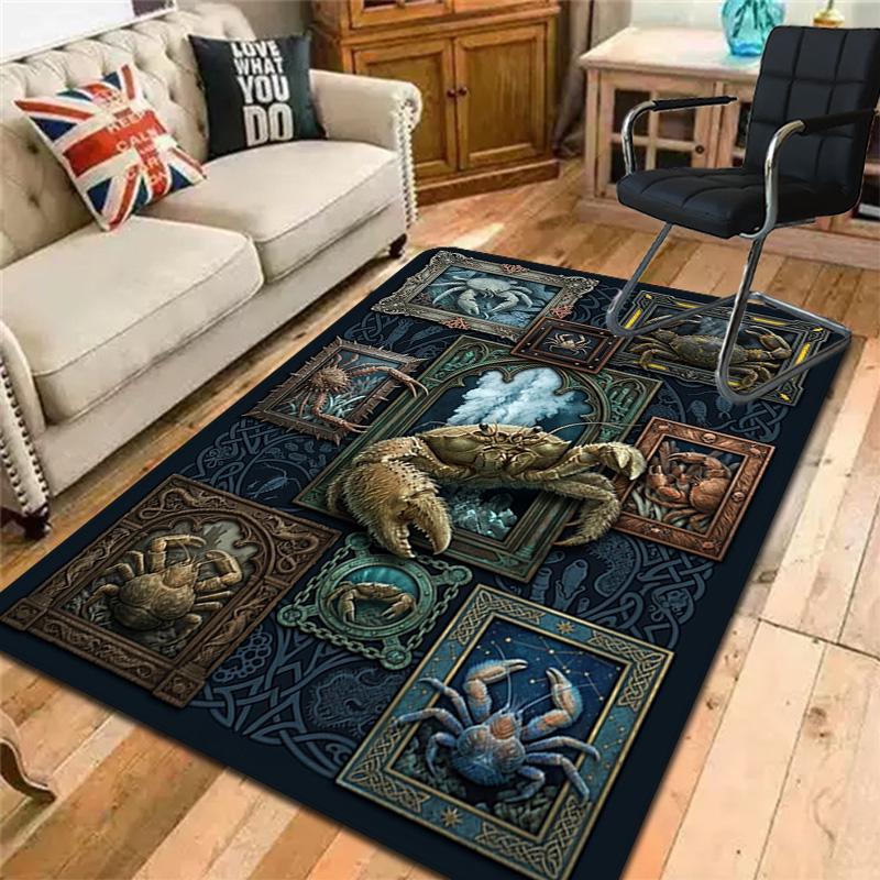 Crab Variations Art Pattern Rug Floor Mat for Living Room or Bedroom Soft and Comfortable Carpet a Gift for Birthday and Holiday.