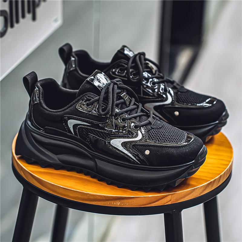 

Модные повседневные кроссовки на толстой подошве, дышащие лоферы, мужские кроссовки, обувь для мужчин, повседневная обувь, износостойкие, для спорта и отдыха, новые 44 чёрный