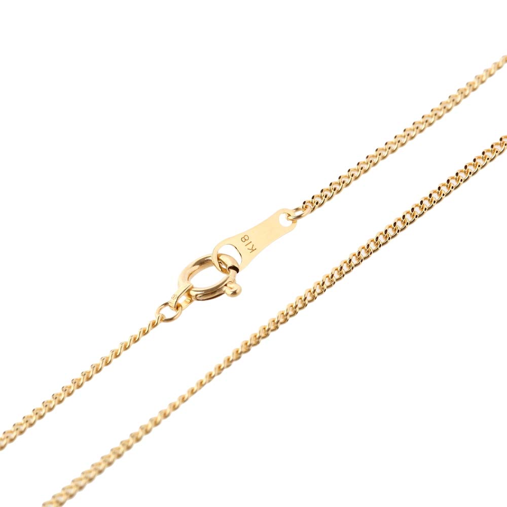 Goods 18K Yellow Gold Curb Chain for Men and with Clasp [Happy Shop] Necklace, 60cm, 1.2mm Wide, Double-Sided, Women,