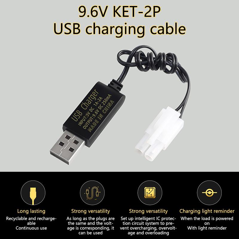 9.6V Charger Ket/2P Plug 250Ma Ni-Cd Ni-Mh Rechargeable Battery Pack Usb Charger