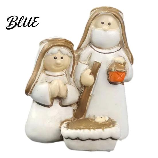 Hand Painted Christmas Sculptures Mini Resin Nativity Figurine for Desktop Decor Holy Family Manger Ornaments Scene Ornaments Compact Religious