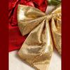 Large Pink and Gold Sequin Christmas Bow Ornament