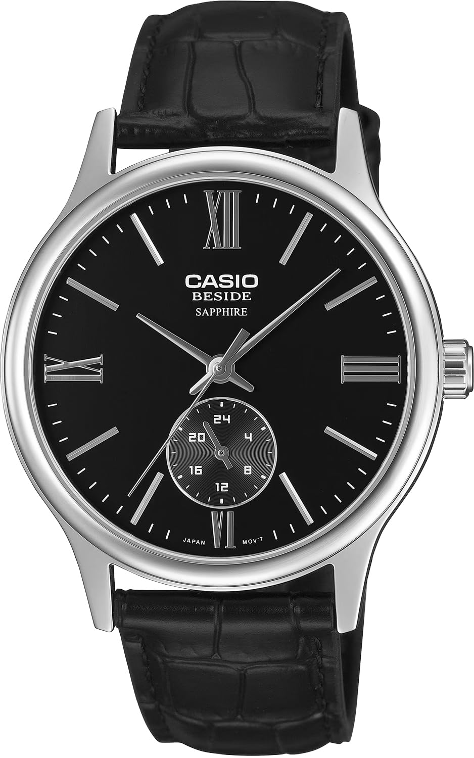

CASIO BESIDE Quartz Sapphire Black Leather International Model [Casio] Men s Watch, Glass, BMS-100L-1AV, Band, 24-Hour Display, Black