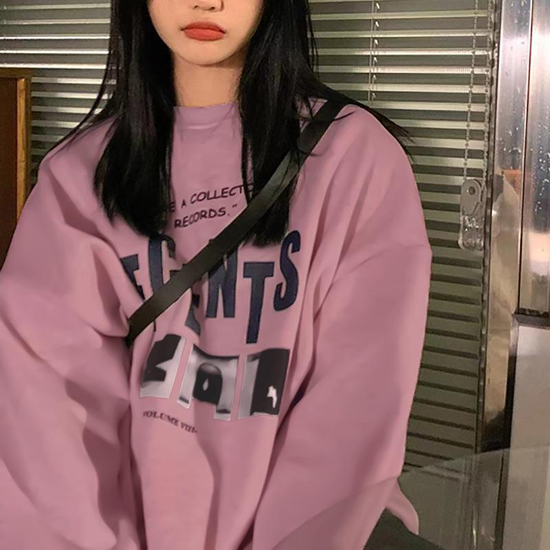 Padded Loose Casual Sweater Female Fall and Winter Jacket Ancient Round Neck Long-sleeved Bottoming Shirt Tops Fashion Retro Versatile Sweatshirt