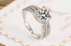 Women's Silver Ring, Adjustable, Large Crystal, Diamond Zircons