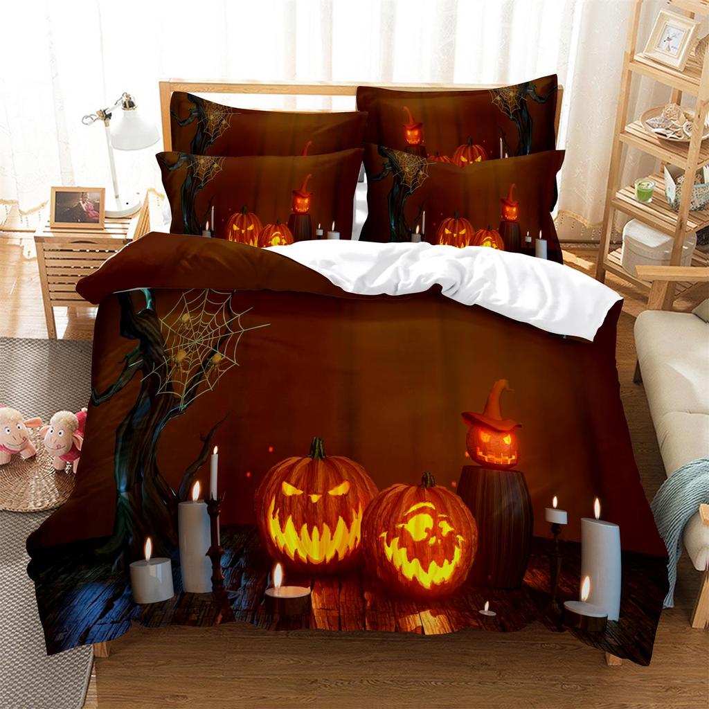 Halloween Bedding 3D Horror Pattern Duvet Cover Pillowcase 2/3pcs Single/double Bed Full-size Home Textile Teens Men Gift