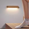 Motion Sensor Light Wooden Wall Mounted Rechargeable Portable LED Night Light for Bedroom Hallway Under Cabinet