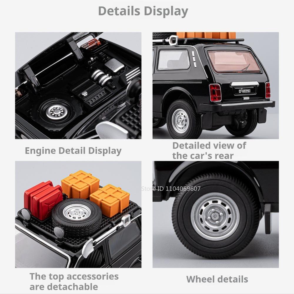 1:24 Lada NIVA 2106 Model Vintage Car Toys Alloy Diecast Sound Light Doors Opened Pull Back Simulation Vehicles for Kids Gifts