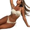 European and American New Solid Color Shell Petal Hard Bag Sexy Split Swimsuit Bikini
