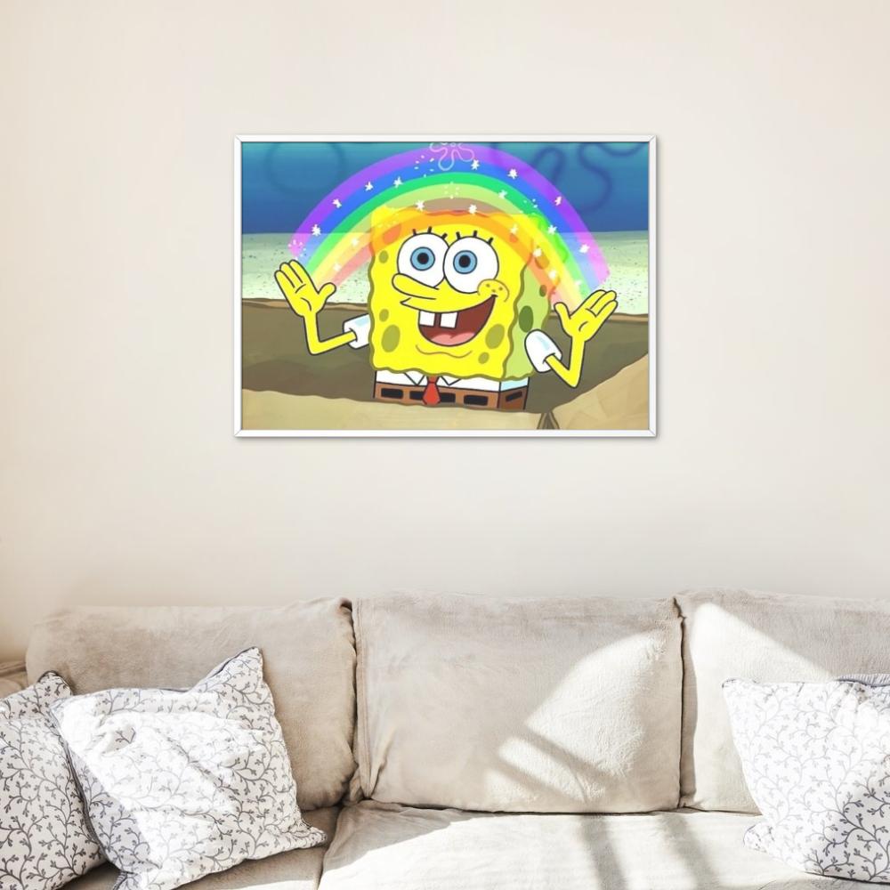 Pittore per Numeri con Tela Pitture da Dipingere Spongebob con Arcobaleno 50X40 Cm