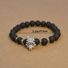 4PC Fashion Black Gallstone Volcanic Stone Wood Bead Multi Layer Men's Combination Elastic Bracelet Couple Friends Jewelry