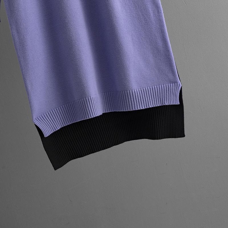 Höst Vinter Bekväm Ledig Vind Lös Hög Krage Tröja Kostym Dam Långärmad Stickad Vid Klänning