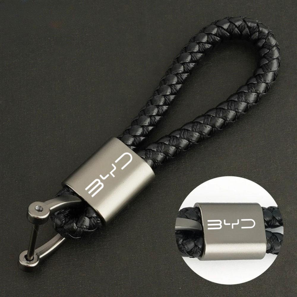 For BYD Atto 3 Yuan Plus Han Tang EV F3 E6 Dmi Song F0 Qin Pro G3 I3 Car Logo Keychain Suede Key Chain Metal Keyring Decoration