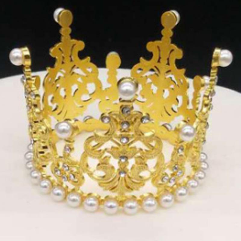 Children's Birthday Crown Tiara Baroque Alloy Ornament Full Circle Crown Cake Decoration
