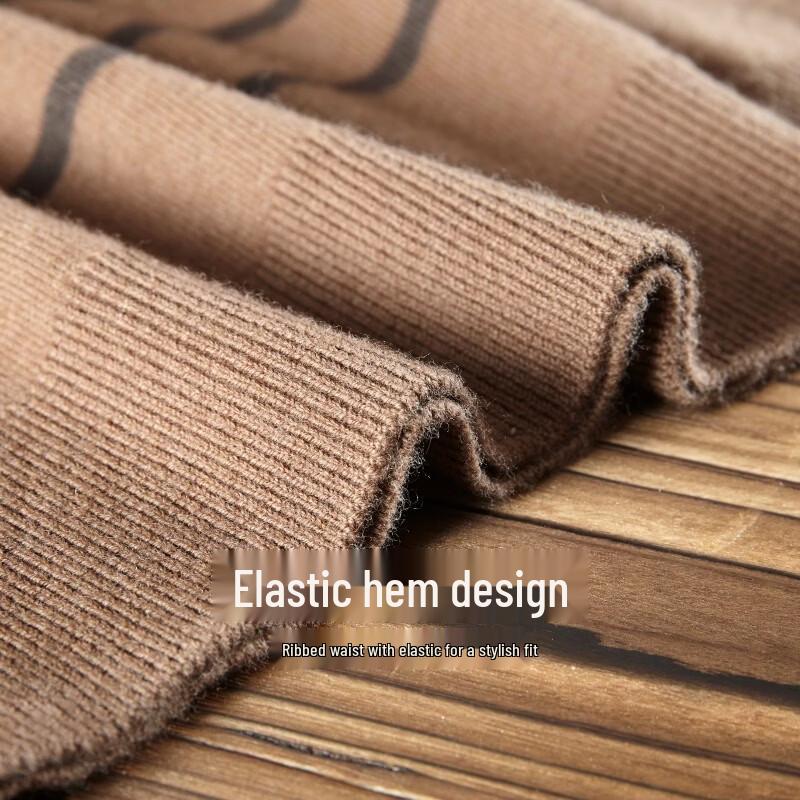 Hengyuanxiang Men's 100% Wool Thickened Warm Crew Neck Knit Sweater