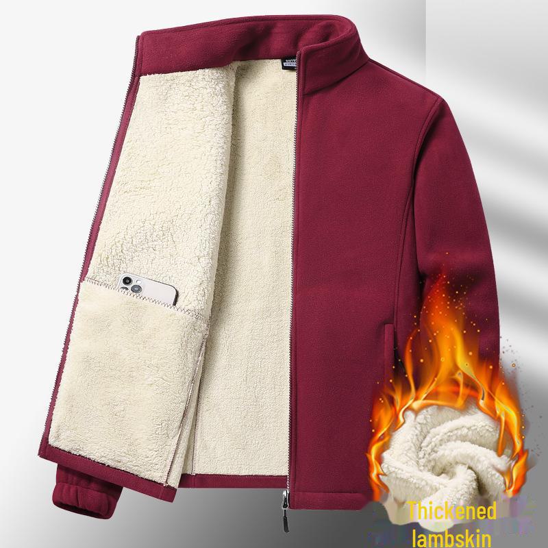 Men's Plus Size Lamb Fleece Jacket - Warm Polar Fleece for Autumn & Winter