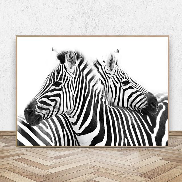 Czarno-biała linia zwierzęta obrazy na płótnie streszczenie Zebra plakaty i druki Cuadros obrazy na ścianę Home Decor bez ramki