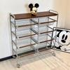Multi-Layer Trolley Bookshelf with Wheels: Floor-Standing Chinese Style Snack and Sundry Storage Cabinet for Living Room