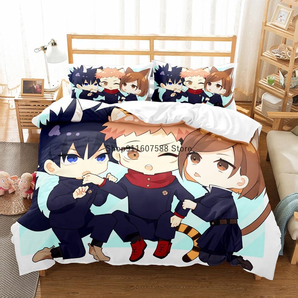 Japonské Anime Jujutsu Kaisen Ložní Souprava Queen King Double Povlak na Přikrývku a Povlak na Polštář Dekorace pro Děti Měkký Domácí Textil