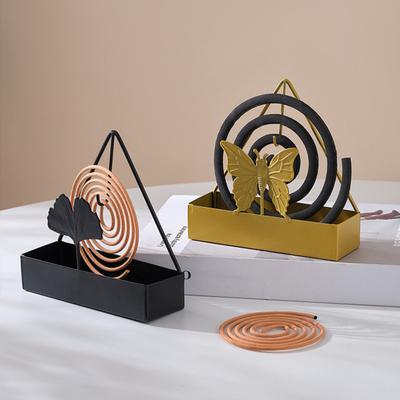 Iron Repellent Coil Incense Holder with Hook Butterflies Gingko Leaf Incense Burner Stand Tray Portable Desktop Ash Catcher Box