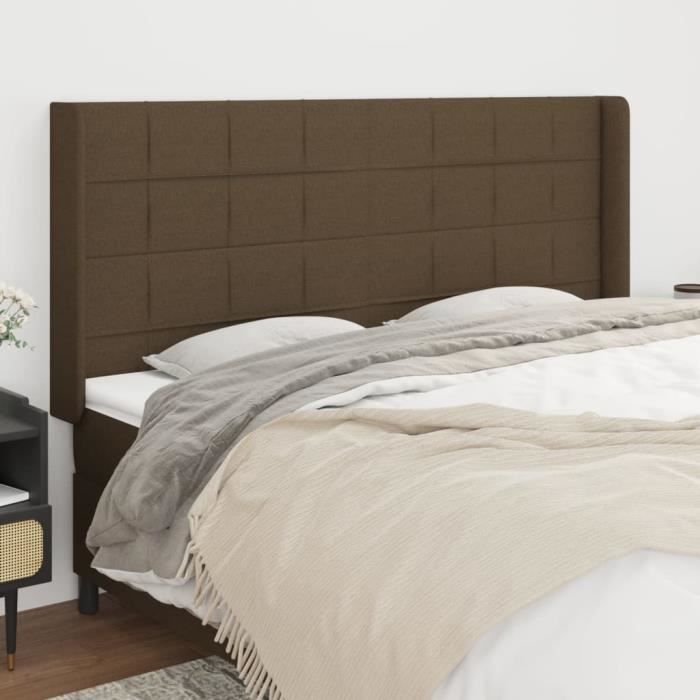 VidaXL Tête de lit avec oreilles Marron foncé 183x16x118-128 cm Tissu3119597