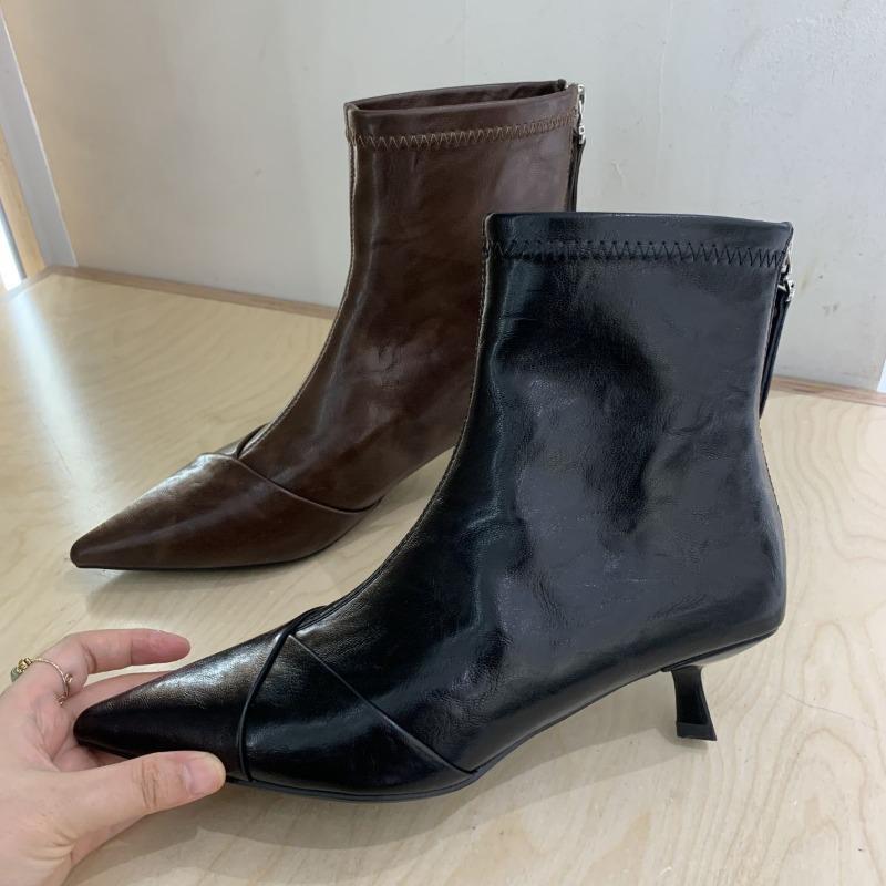 Stivali Bassi Nuovi Stili Autunno/Inverno a Punta, Tacchi Sottili, Stivali da Lavoro, Scarpe da Donna