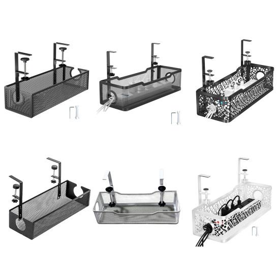 Storage Rack Large Capacity Strong Load-bearing Simple Installation Clamp Mount Wire Management Under-Desk Cord Organizer
